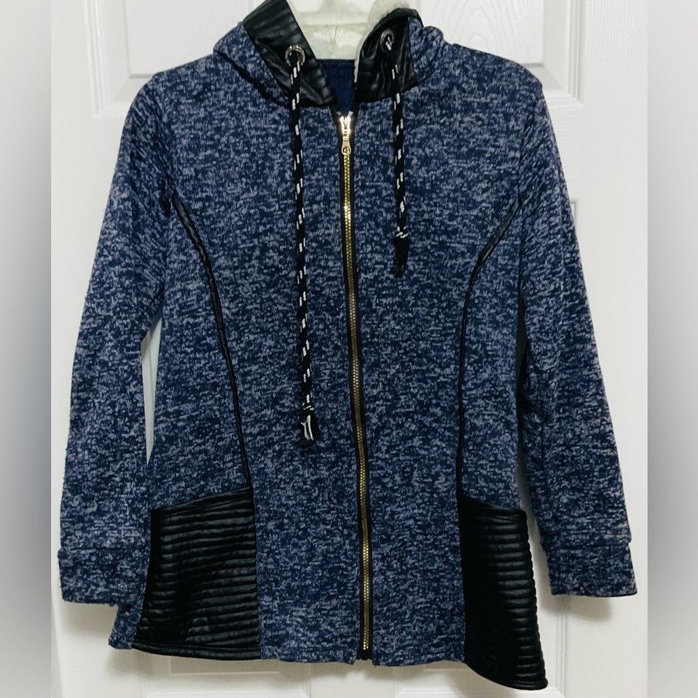 Blue and Black Hooded Jacket